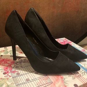 Black suede heels